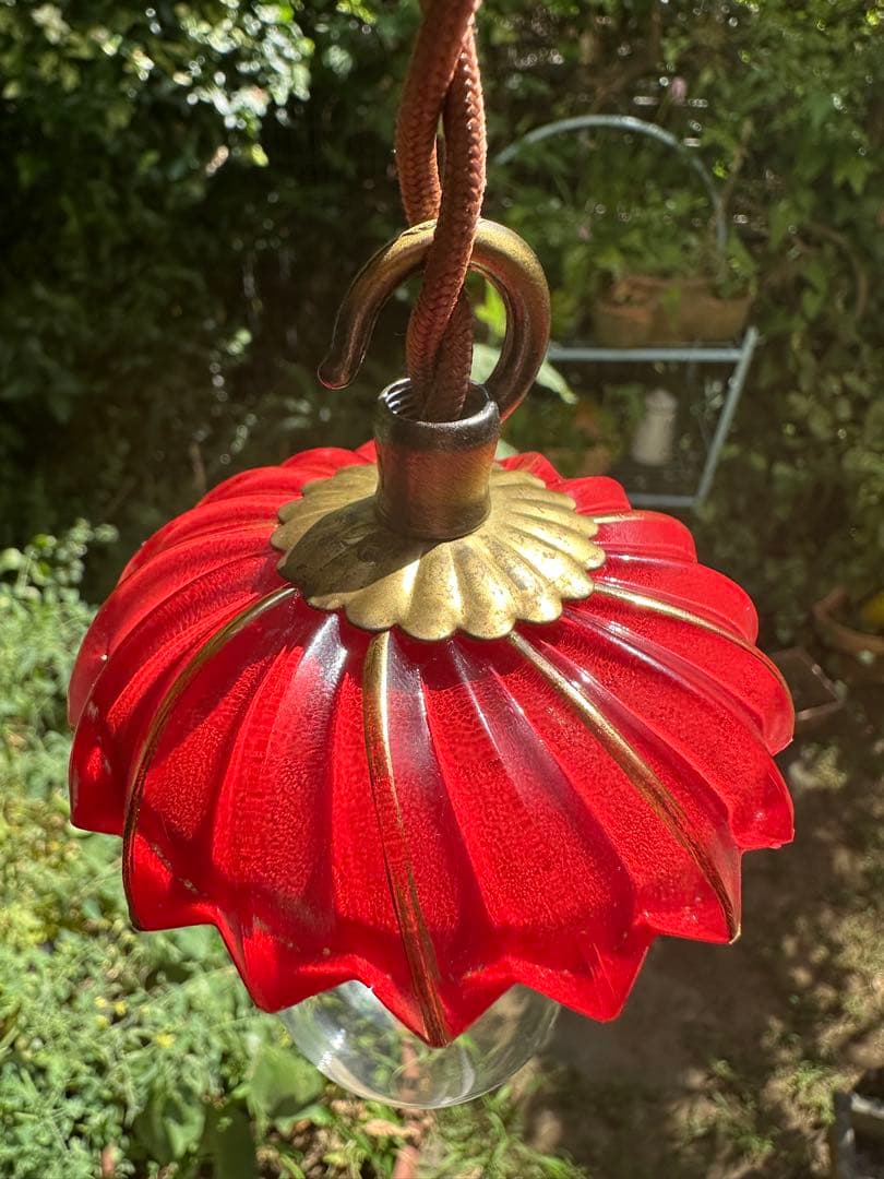 20s フランス アンティーク 希少なクランベリーガラスの螺旋模様