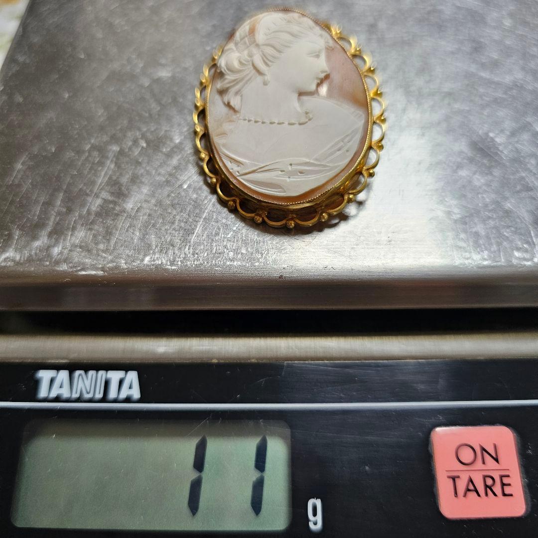 9CTGOLD HALL MARKEDカメオ2WAYブローチペンダント