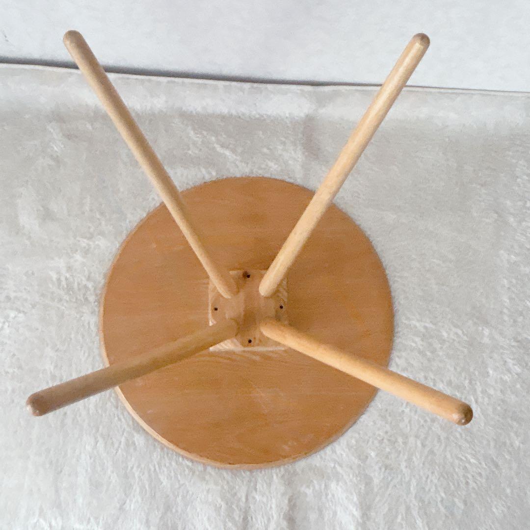 美品】オシャレ ラウンド カフェテーブル オーク材 丸 ４本脚 北欧ハイテーブル