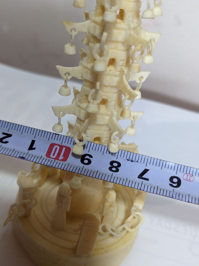 ♢中国伝統工芸美術？骨？鹿角 仏塔 極細密 6列自在 六重の