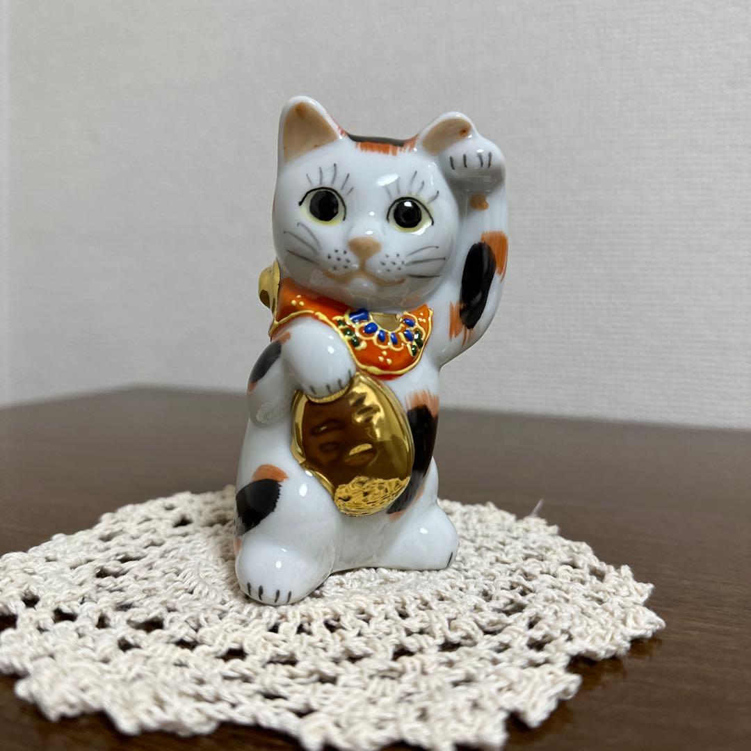 九谷焼 招き猫 三毛猫 3号 猫の置物 日本の伝統工芸品【九谷焼】