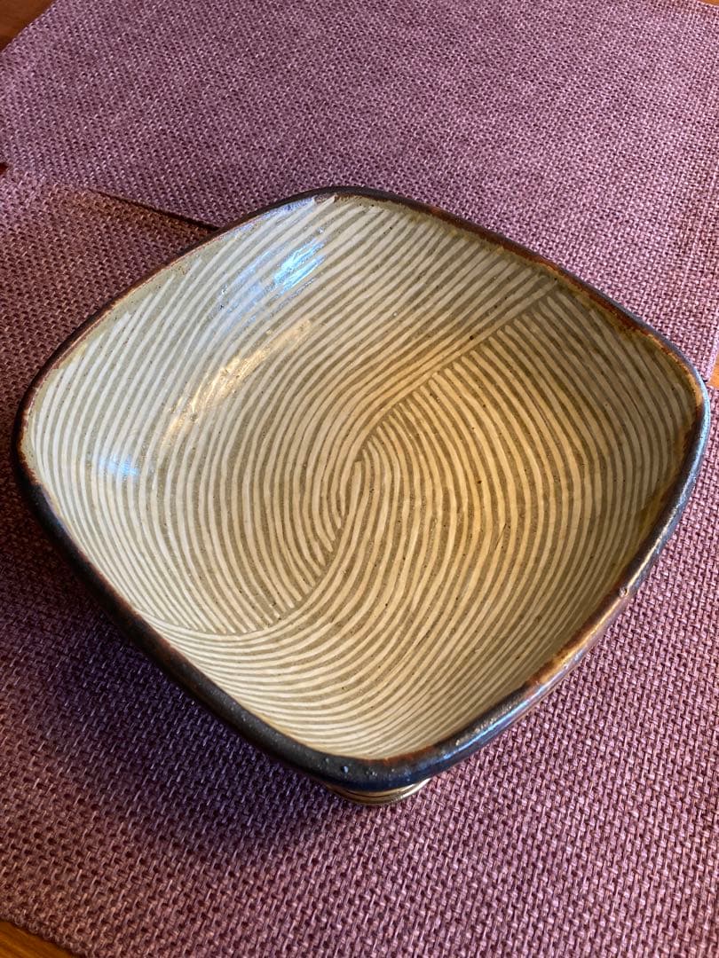 岩井窯 山本教行 結び模様角鉢 一 番 安い