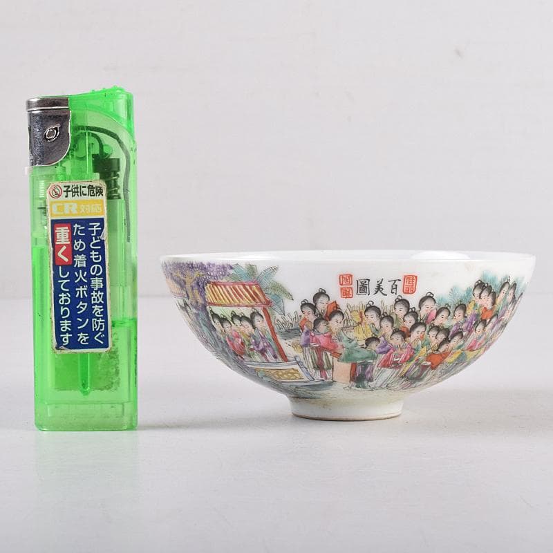 中国 大清光緒年製 粉彩 百美図 茶碗 一對 唐木台付 M R8899 - メルカリ