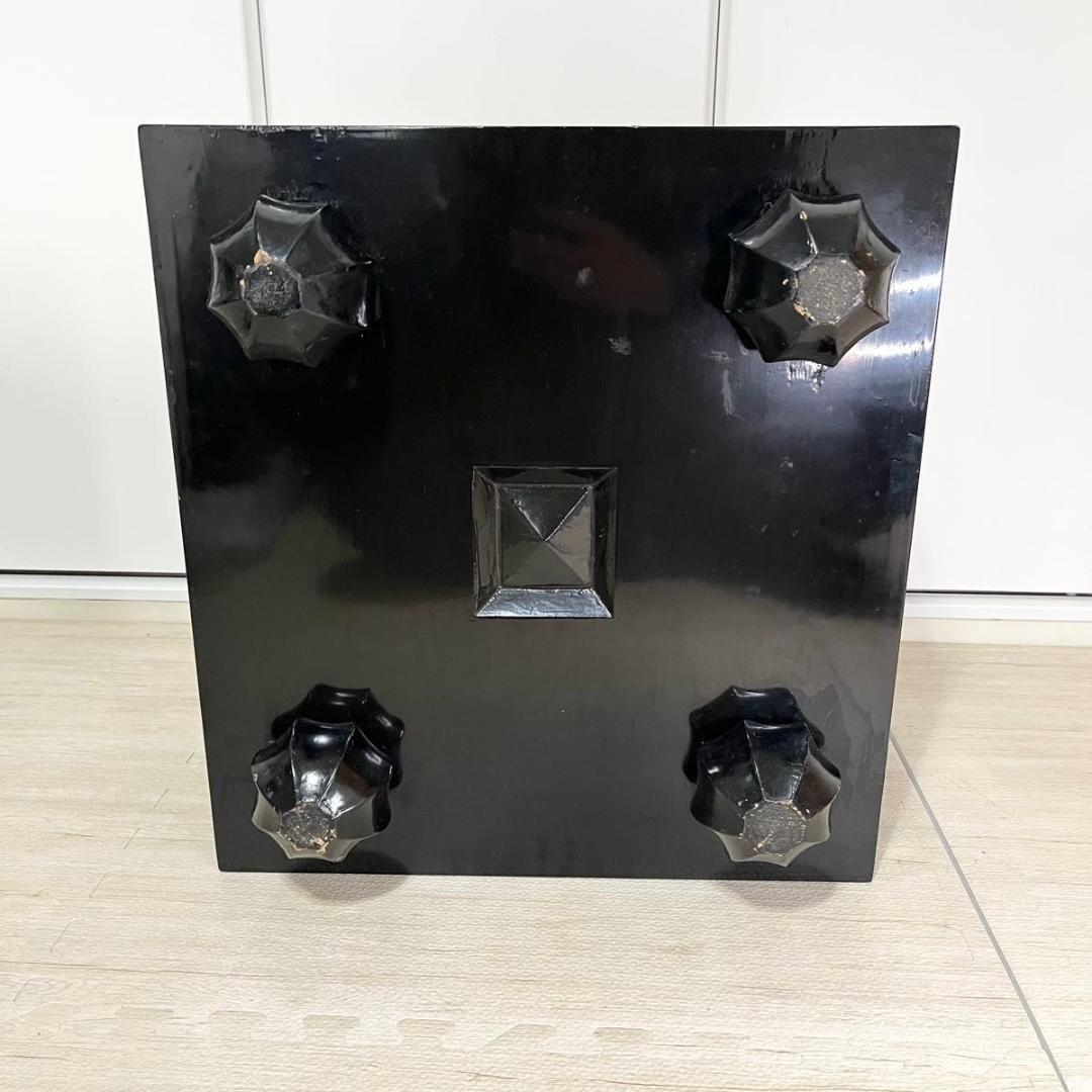 碁盤 黒漆塗 金蒔絵 鷹 松 柾目 高級 6寸盤 厚さ18㎝