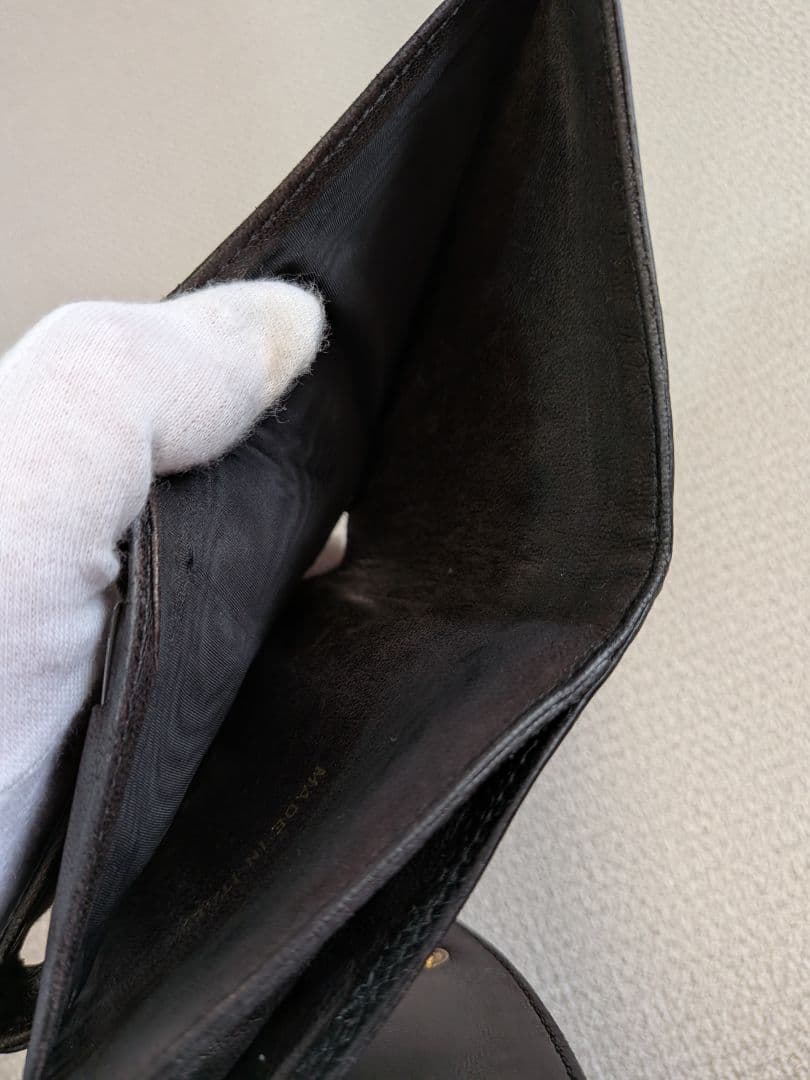 シャネル　デカココ　Wホック折り財布　黒　キャビアスキン　チェーン　ウォレット