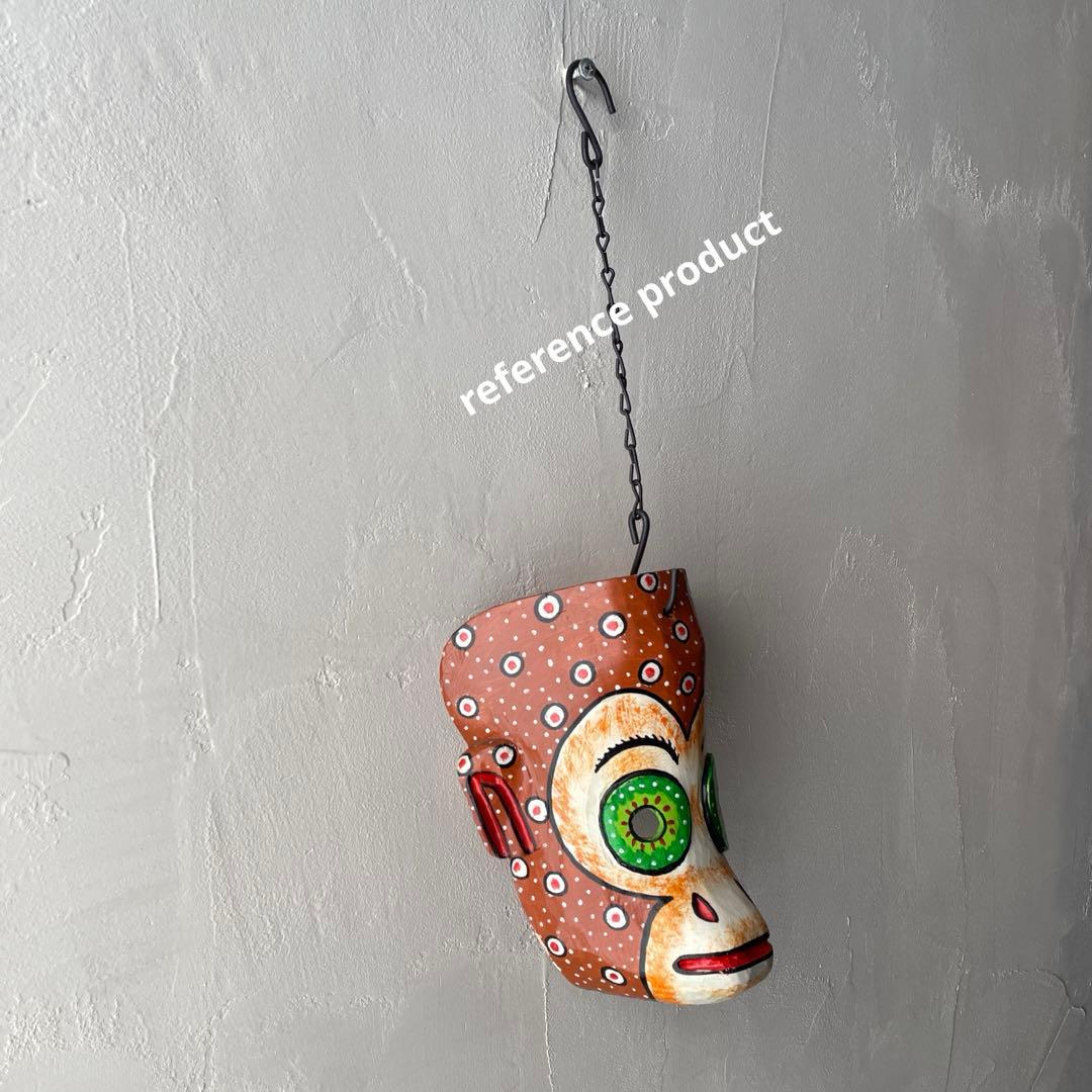 ご確認用木製木彫り猿マスクお面南米メキシコ壁掛けカラフル手描き
