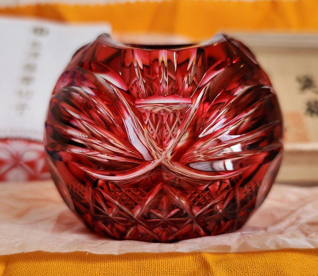 島津薩摩切子 笑猫 金赤(新作) - メルカリ