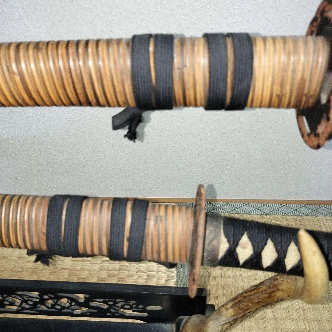 模造刀刀装具日本刀居合刀鹿の角 鹿角置台セット