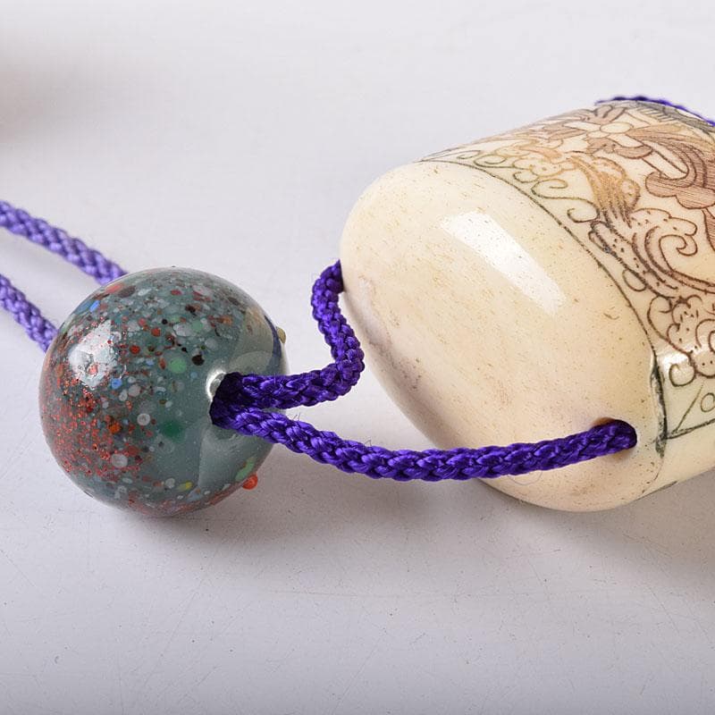 うみ様専用 獣骨製 虎人物文印籠 薬入 雅俊銘根付 緒締め