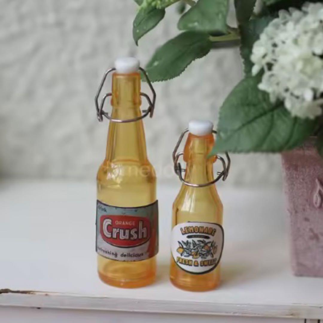 ミニチュア　ボトル2本セット×５色セット　ガラス瓶　ガラスジャー　ドールハウス