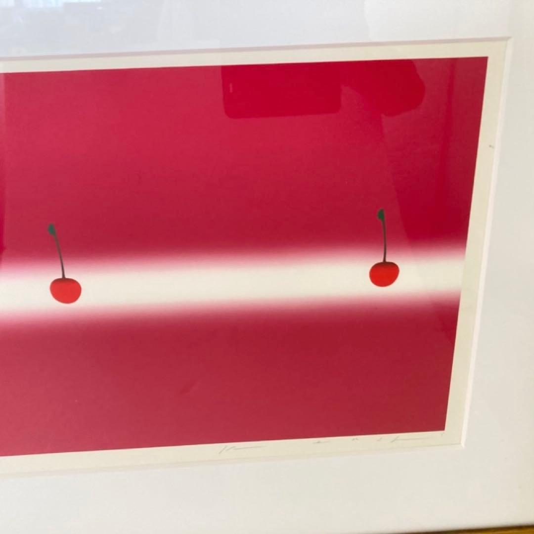 中村憲之 さくらんぼ シルクスクリーン 大型 横長 赤色 ポップ モダン