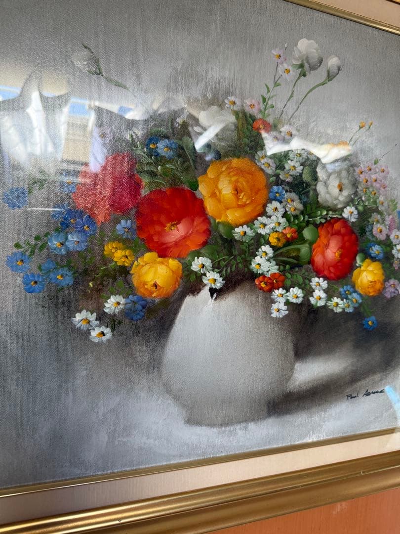 ポール・アダモス Paul Admos 油彩 花図 静物画 油彩 絵画 花 油絵