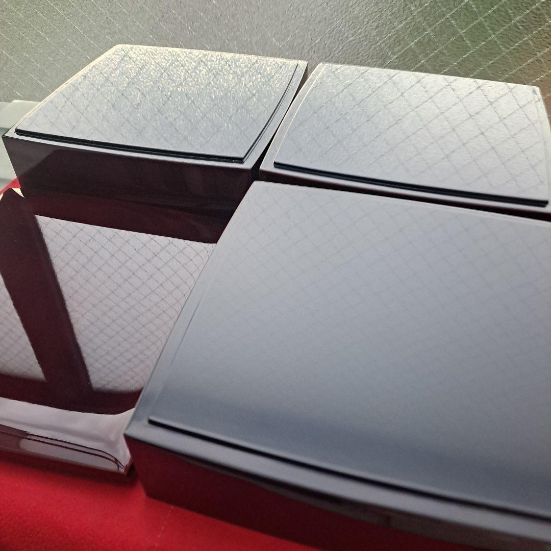 【輪島塗　6.5寸\"3段重箱&重台】布着本堅地　溜塗　沈金網代　胴張り　長期保管