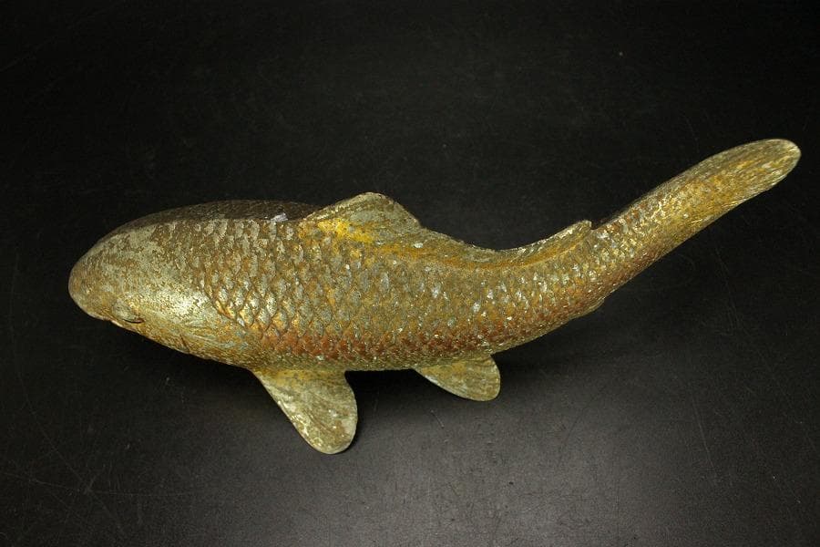 古い 鯉の置物 双魚 錦鯉(ZE457)