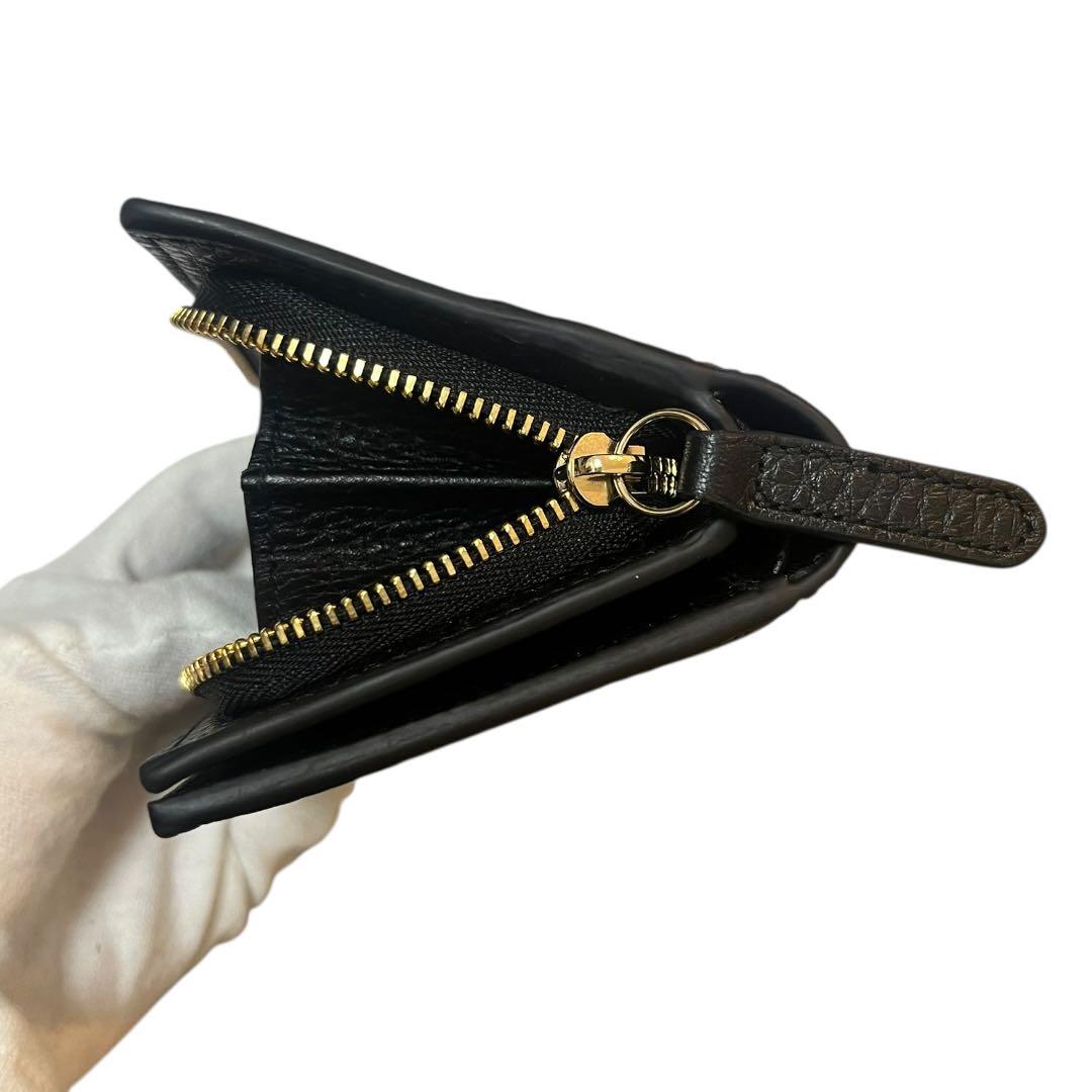 【極美品】GUCCI 2つ折り財布 GGエンブレム スモールウォレット ブラック