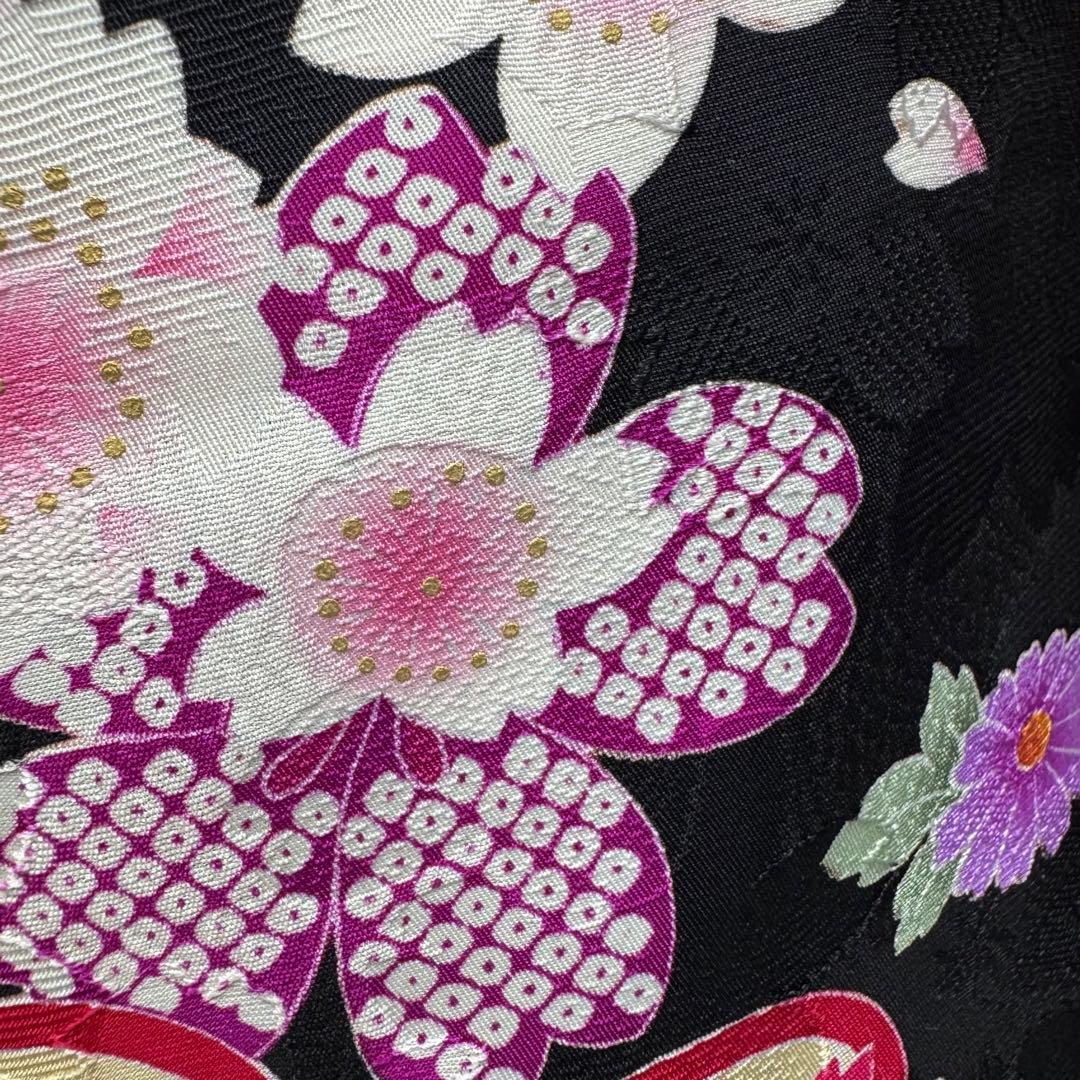 逸品 振袖7点フルセット 金駒刺繍 成人式 謝恩会 卒業式 黒地