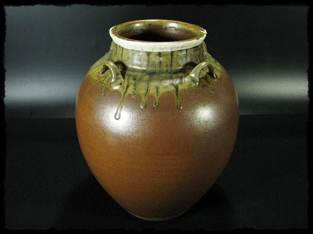 丹波 初代 市野 信水 立杭 飾壺 茶壷 荘壺 茶壺 口切 茶道具 f259 飾