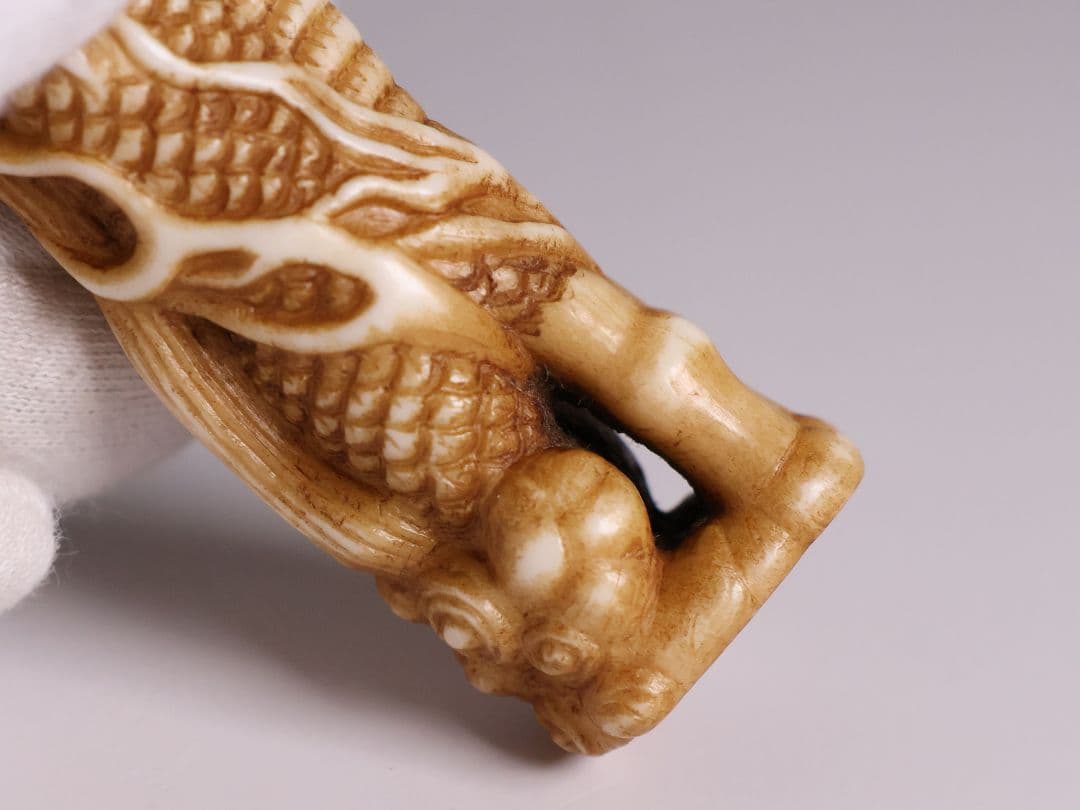 時代 堤物 根付 置物 鹿角 麒麟 全長7.6cm 神獣 彫刻【CM258】 - メルカリ