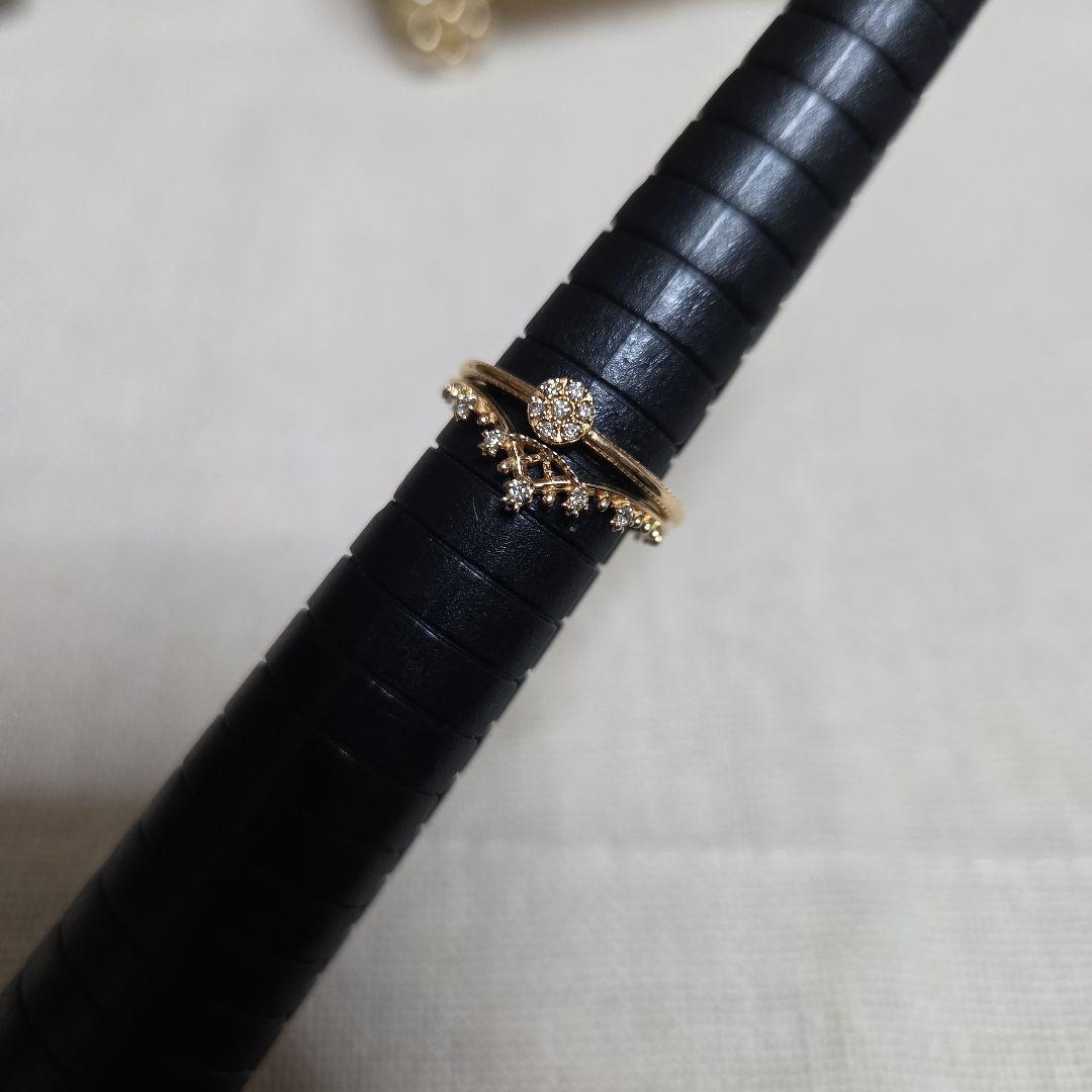 agete K10YG シャンデリア リング ダイヤ