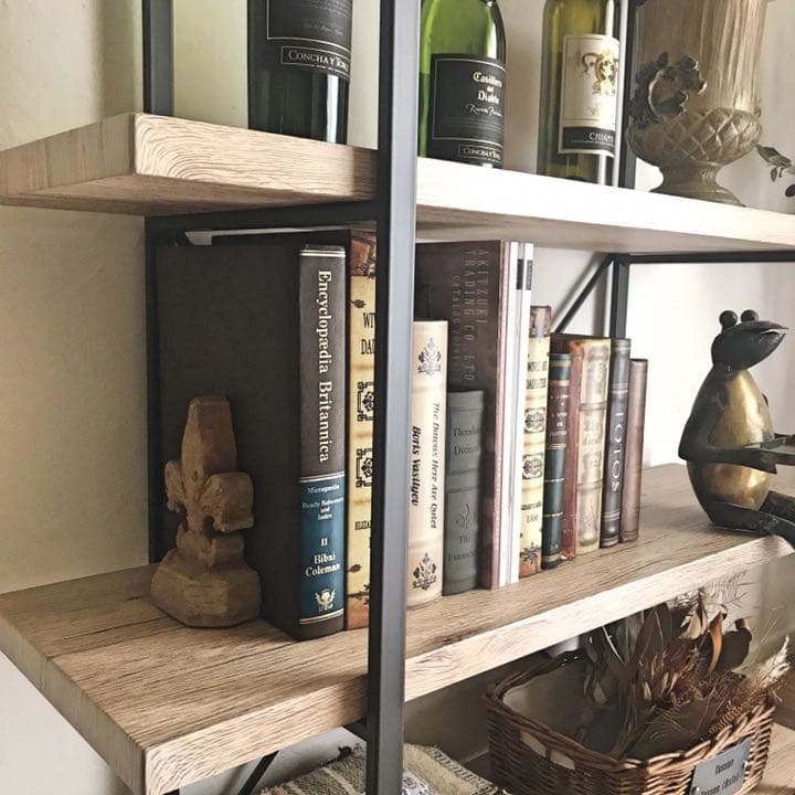 特価:2台セット】□アイアンとウッドの4段シェルフ オープンラック