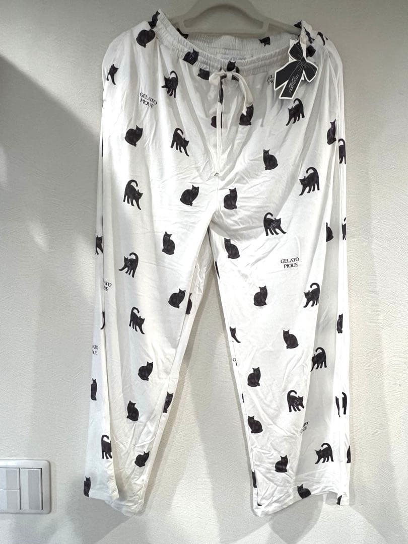 ジェラートピケ　黒猫　上下セット　新品
