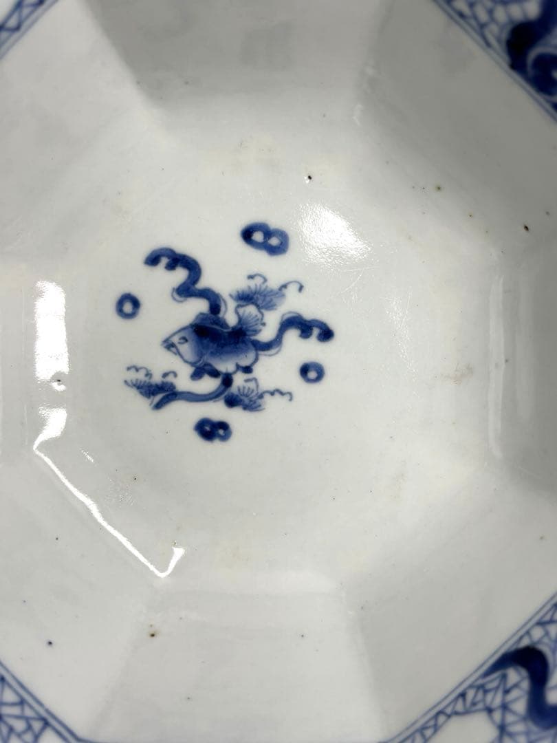 古伊万里 金魚 梅 波 八角鉢