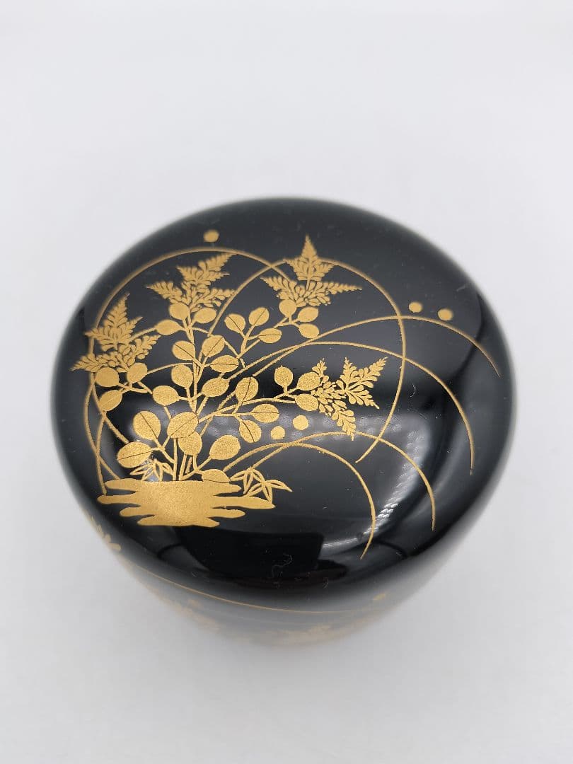 b160 春秋棗 一双（春野・秋野棗）華山作 木箱入 茶道具 古物 島岡達三