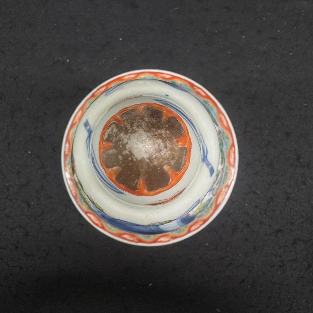 江戸時代中期 古伊万里色絵風景亀鶴図壺 沈香壷 古美術 骨董品