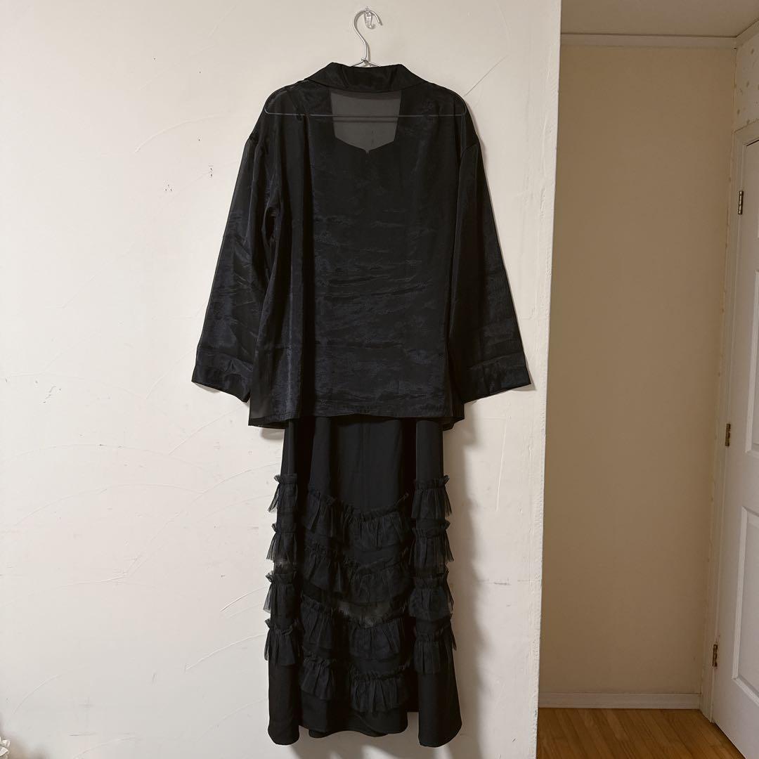 裾フリルキャミワンピース シアージャケット 2点セット ドレス