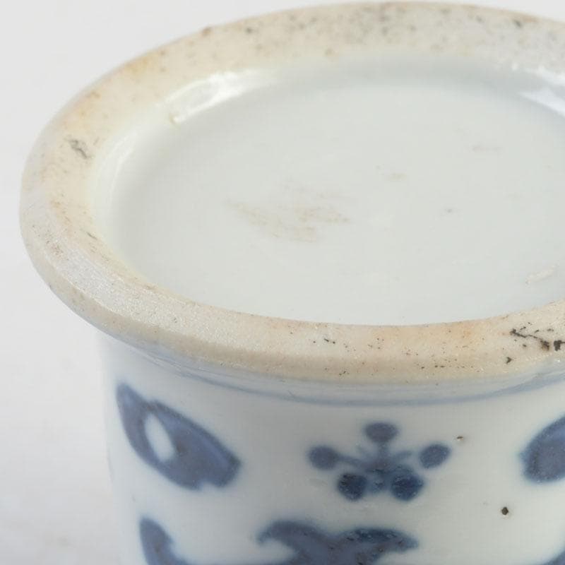 茶道具 伊万里焼 古染付 花草文 茶入 時代箱付 V 9309