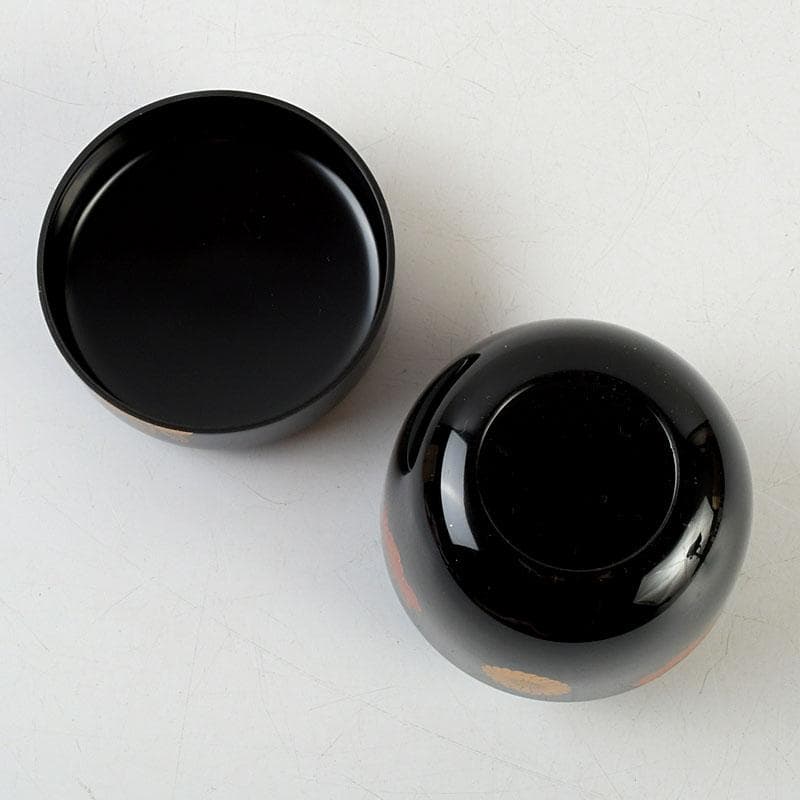 茶道具 和田寿峰作 水目 黒真塗 菊桐蒔絵 中棗 共箱