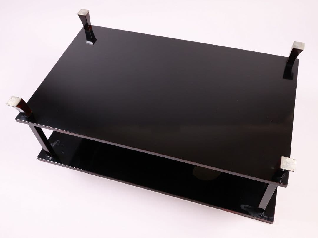 前端雅峯 二段卓 冠卓 曙塗 つぼつぼ透かし 月と草蒔絵 銀露 木製【MB53】