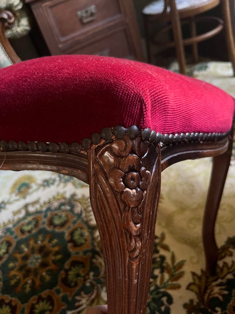 オットマン スツール 猫脚 アンティーク 赤 インテリア ビンテージ