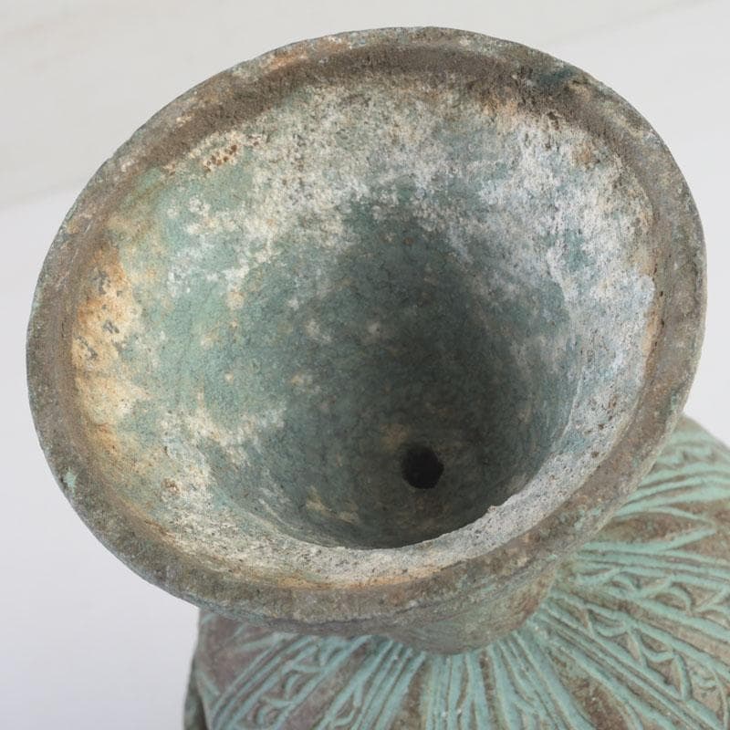 中国　古銅青銅　花草文　香炉　N　9810