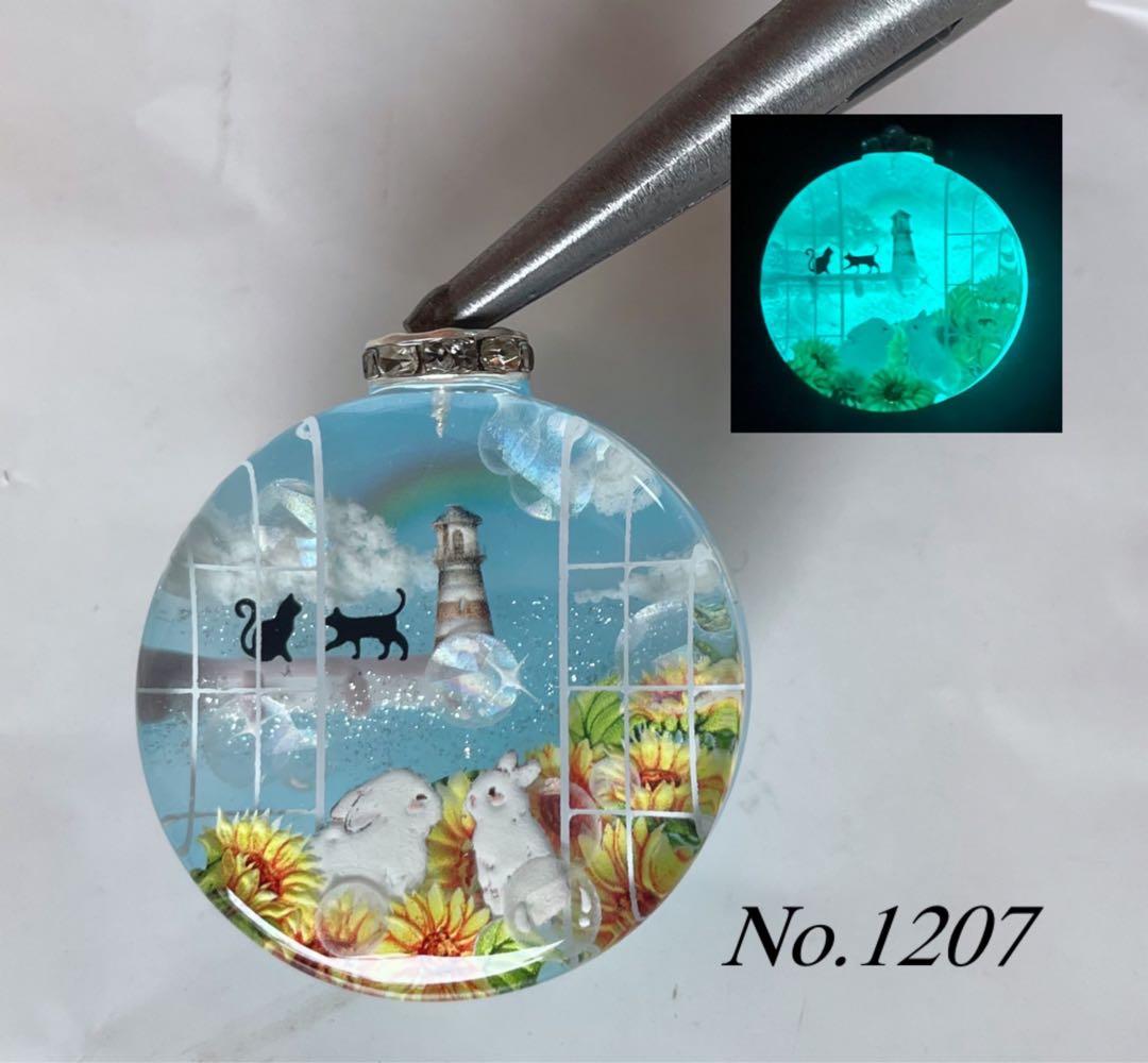 RUKURUKU/紫陽花と富士山とシマエナガ　オルゴナイトキーホルダー