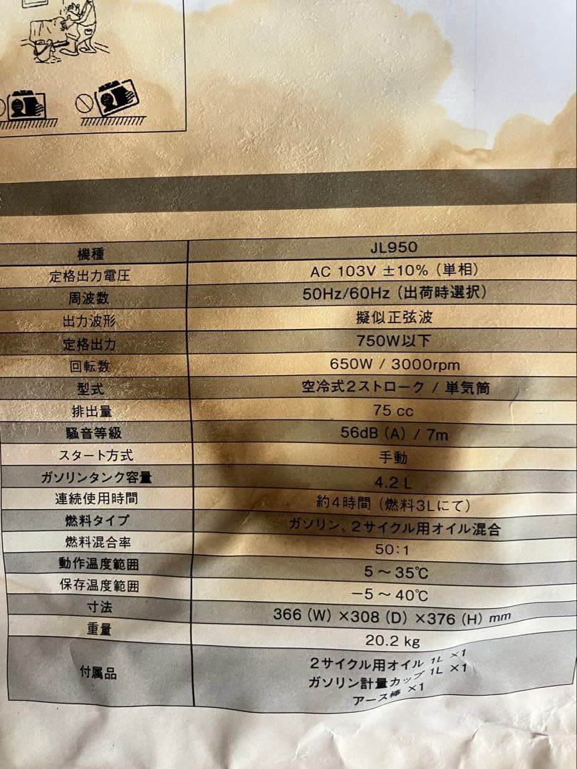 JINLING JL950 ポータブル発電機 未使用？手渡し引取り限定 - メルカリ