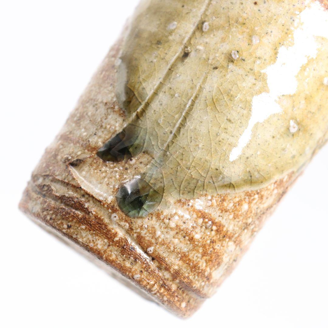 時代 古信楽焼 肩衝 茶入 花唐草文仕覆 茶道具 共箱 V916