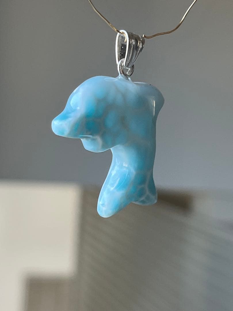 天然石☆高品質！ラリマーイルカ型☆濃いブルー＆ラリマーらしい模様＆形