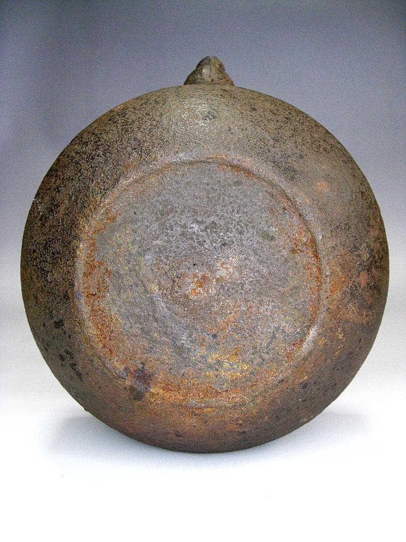 北野宗三郎 #独楽形 #鉄瓶 #取手銀象嵌 #共箱 #彫刻 茶注 #水注 小