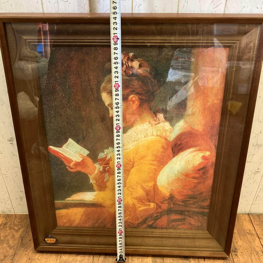 水晶画 フラゴナール 読書する娘 名画 絵画 貴石画 宝石画 アート 壁掛け