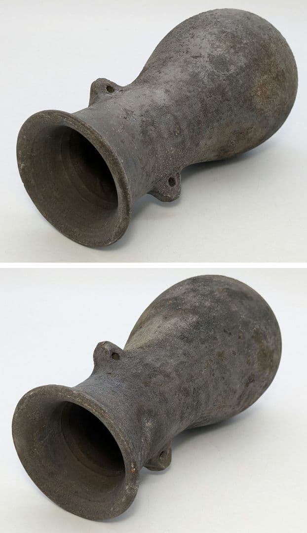 岡山県重要無形文化財 山本出 備前焼 耳付花入 備前須恵 花瓶