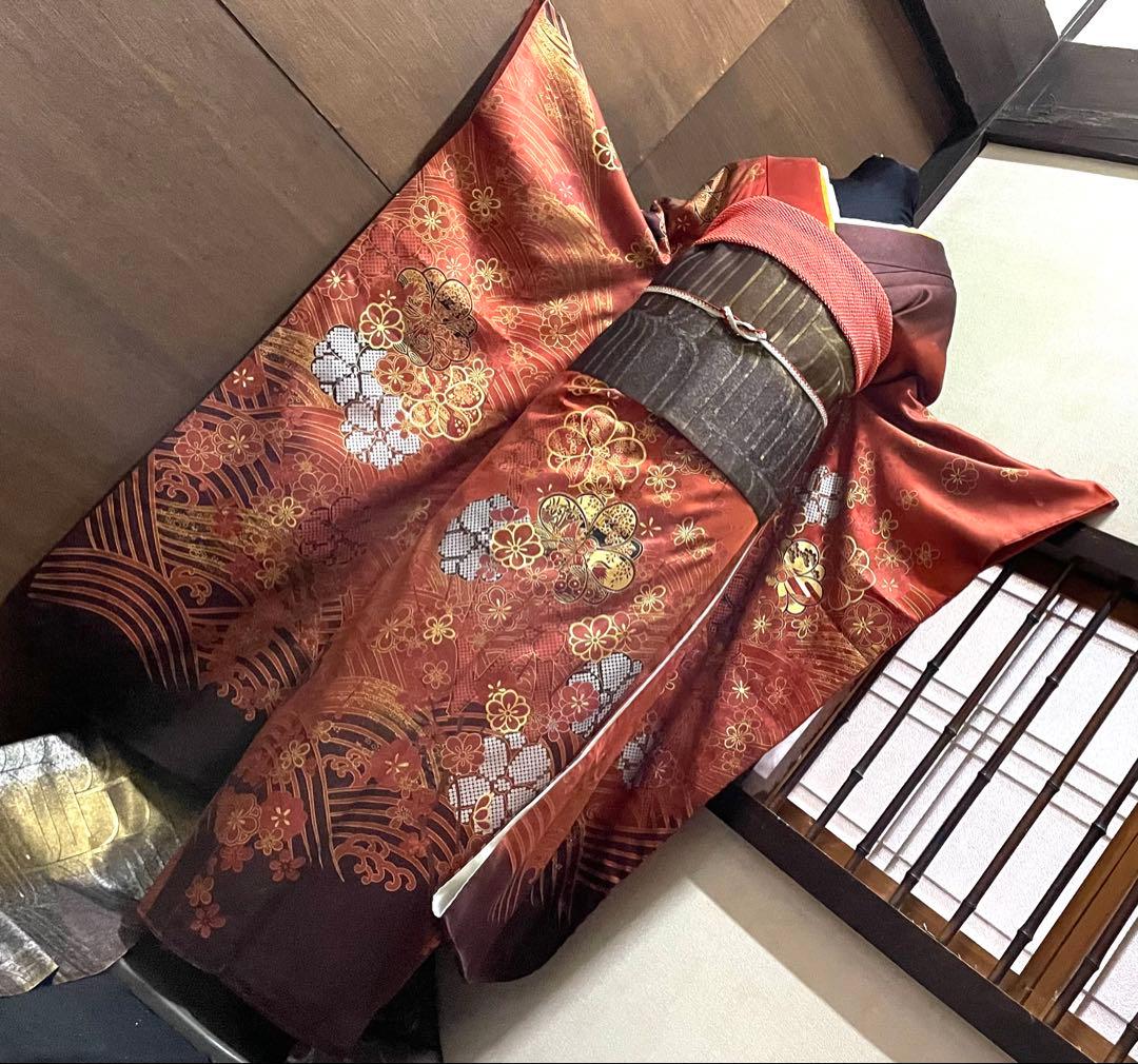 振袖 フルセット6点サイズM〜L駒刺繍 鴛鴦花文 暈し