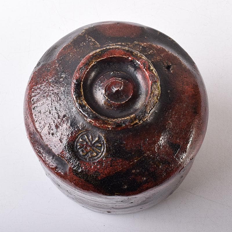 茶道具 楽吉左衛門作 黒楽筒茶碗 仕覆付 共箱 M R8725