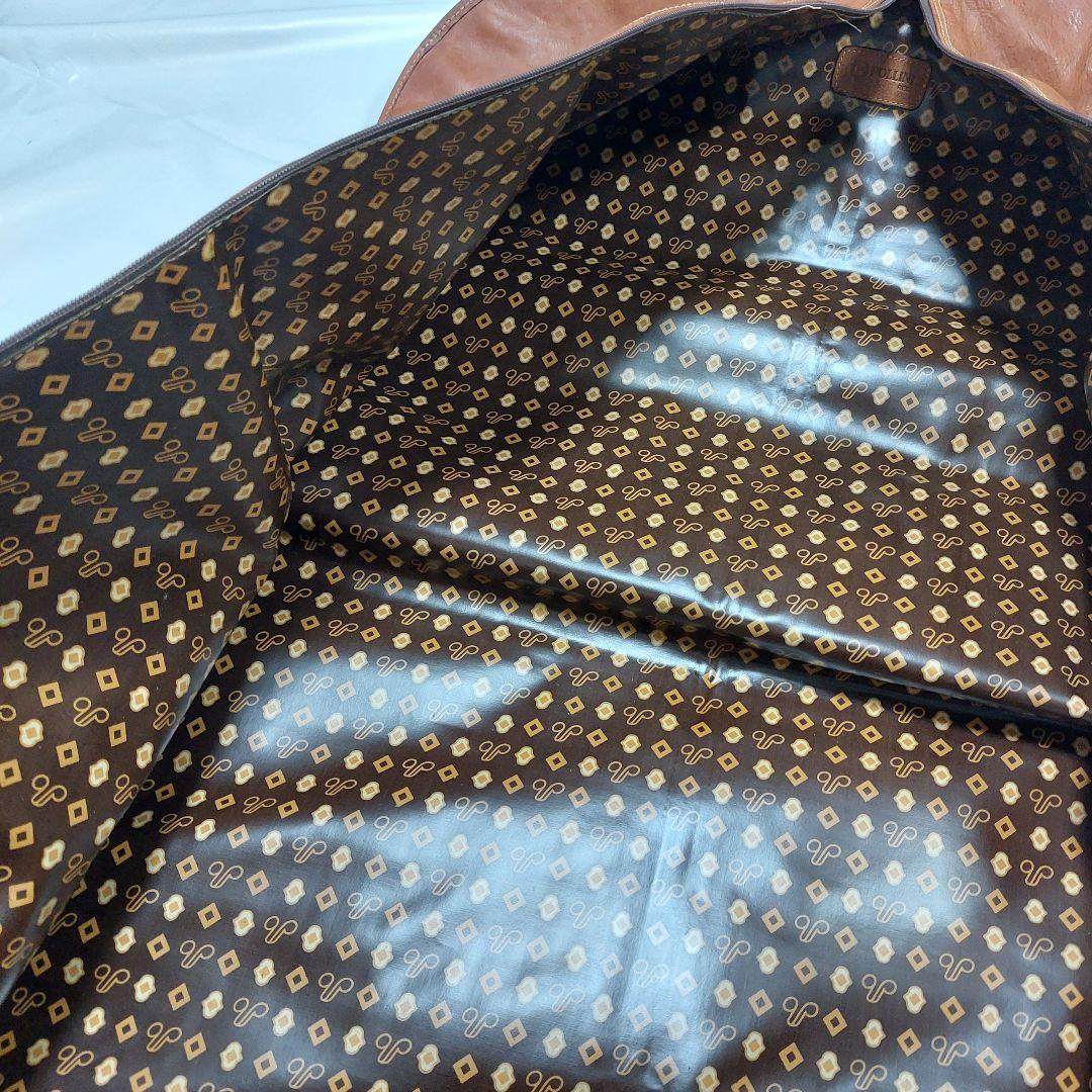 最高級バケッタレザー本革ガーメントバック 衣装ケース茶色ゴールド