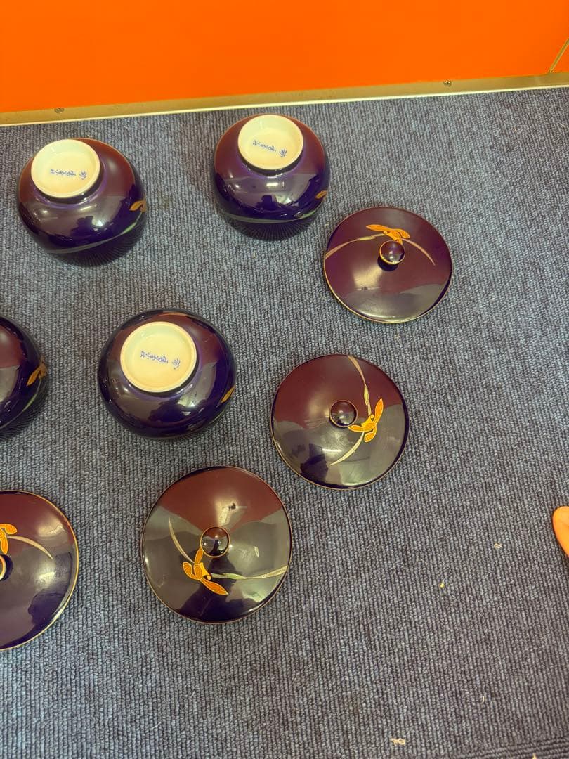 1958 香蘭社 金彩 湯呑蓋付 5客