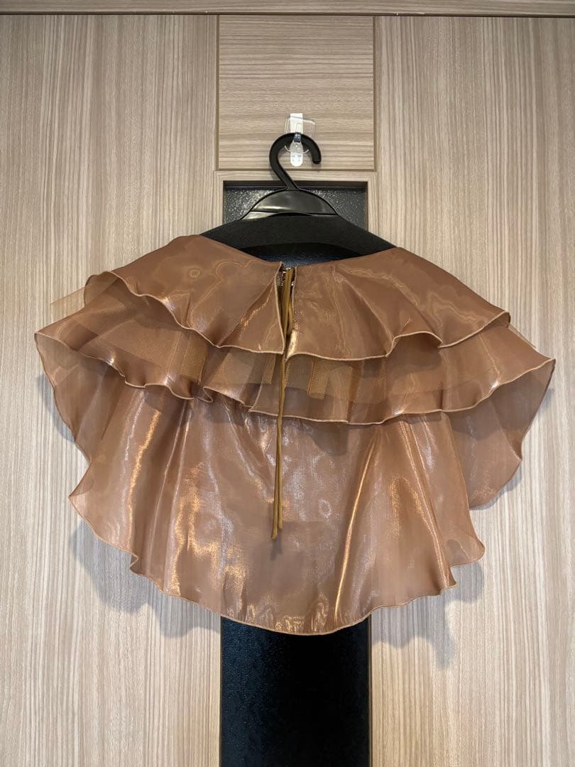 アシンメトリーティアードフリル3WAYベロアIラインドレスワンピース ブラウンM