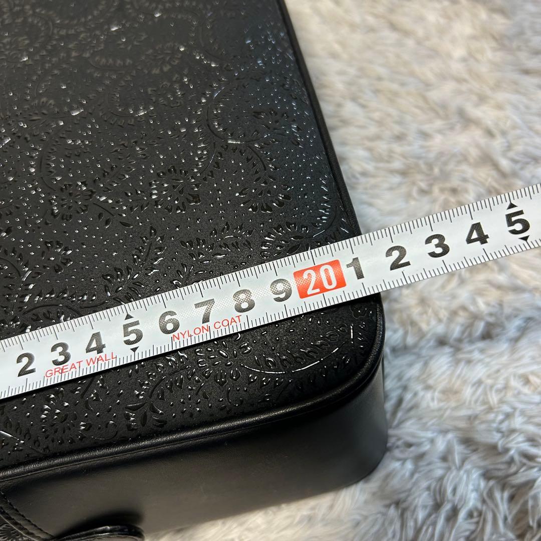 印傳屋 印伝　ハンドバッグ 鹿革 レザーバッグ　ブラック　甲州印伝 漆模様