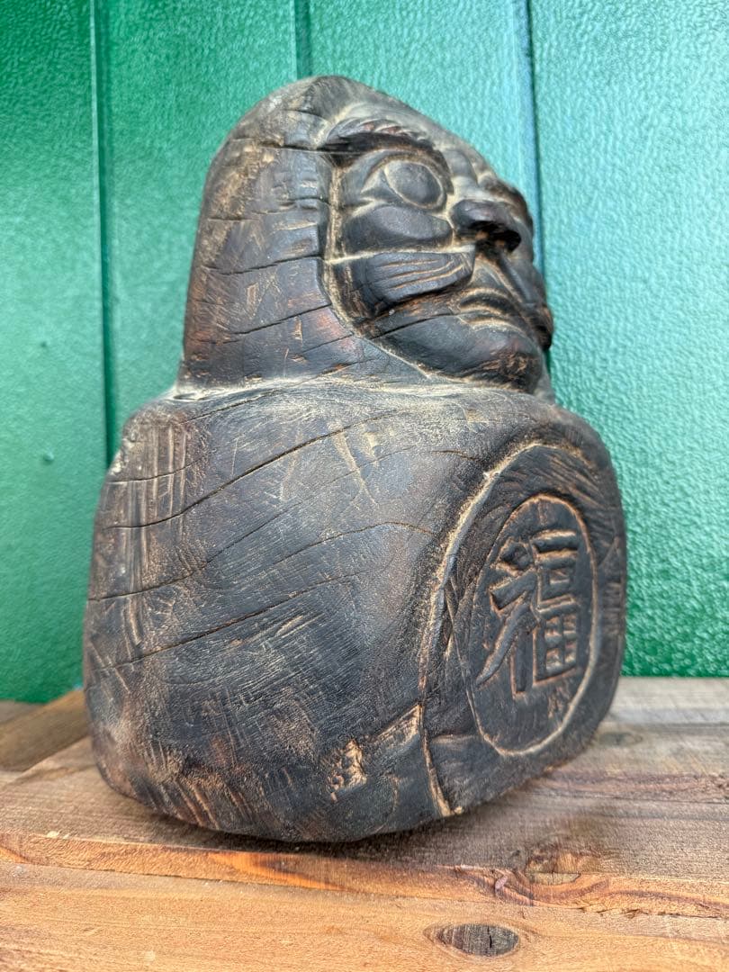 達磨 木彫福の達磨像 約30cm