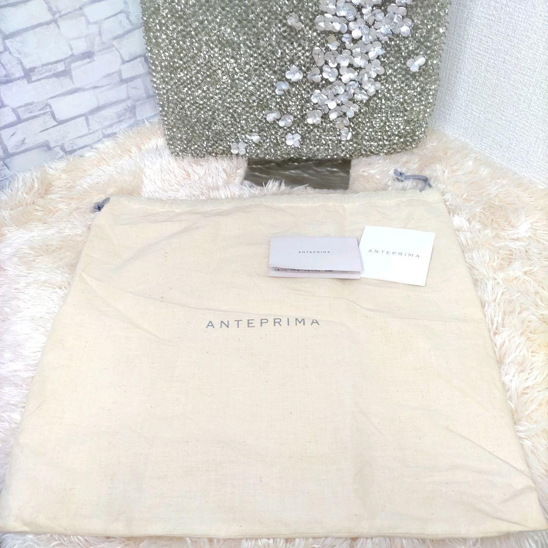 アンテプリマ ワイヤーバッグ シルバー レザー 花 ハンドバッグ