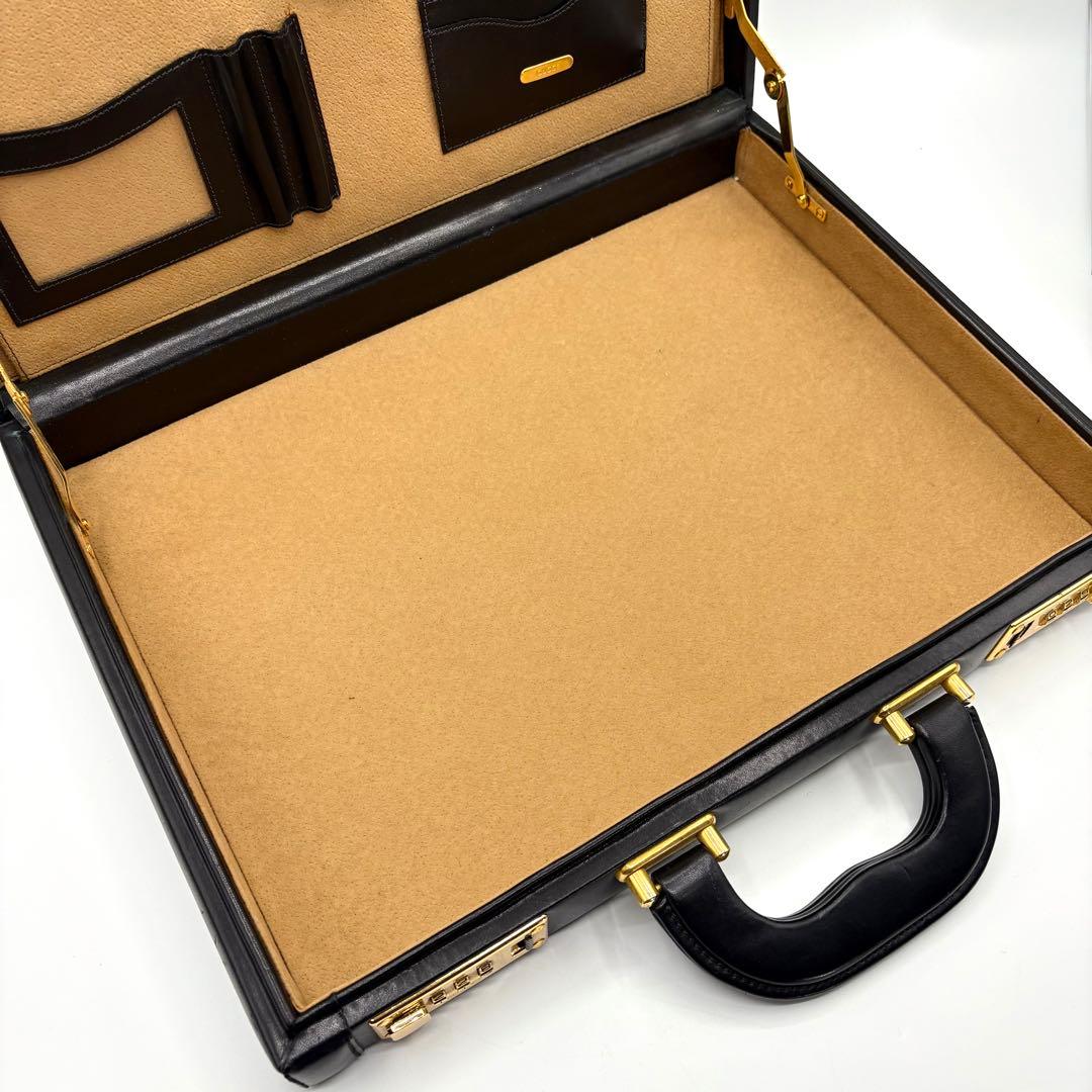 高級 オールレザー グッチ PRESTO ダイヤルロック アタッシュケース 黒